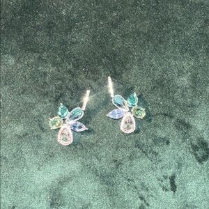 Swarovski Silver and Green Crystal Earrings